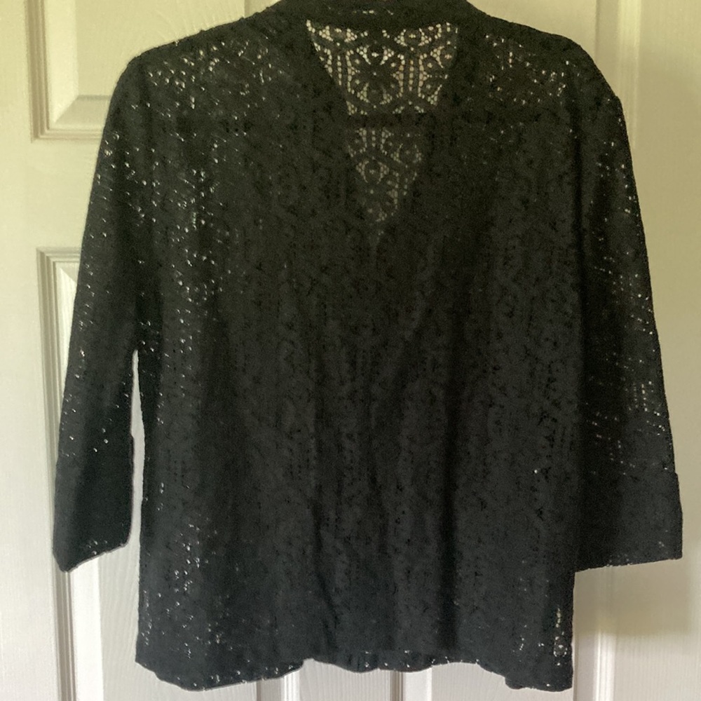 Black Lace Button-Front Jacket - - Picture 2 of 3